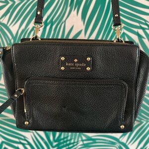 Kate Spade Baxter Street Sevilla Leather Crossbody Purse, Asphalt/Black